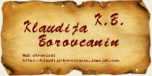 Klaudija Borovčanin vizit kartica